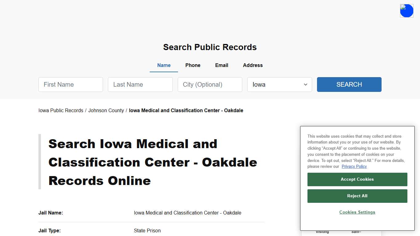 Iowa Medical and Classification Center - Oakdale - Johnson - Iowa - TPI