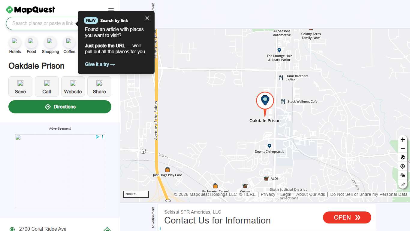 Oakdale Prison, 2700 Coral Ridge Ave, Coralville, IA 52241, US - MapQuest